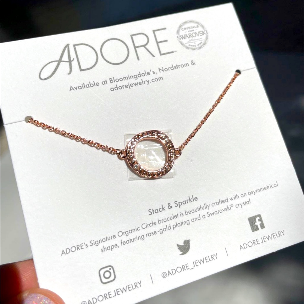 Adore Signature Organic Circle Bracelet Rose Gold Swarovski Crystals Brand New